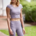 Yumi Active Be Chic Cropped Fitted Tee Dk Grey Purple 4