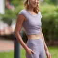 Yumi Active Be Chic Cropped Fitted Tee Dk Grey Purple 6