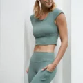 Yumi Active Be Chic Cropped Fitted Tee Hunter Green 3